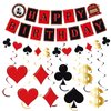 Pre-Strung Casino Party Decorations - 11PCS Casino Theme Happy Birthday Banners Red Black Poker Birthday Party Decorations Casino Hanging Swirl Decor Supplies Casino Games Birthday Party