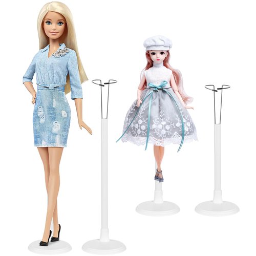 Tideme 4 Pcs Doll Stands, Adjustable Display Stands for 13-18in American Dolls, Action Figure Support Brackets, White Doll Organizing Holders, PVC Display Racks for Doll Accessories