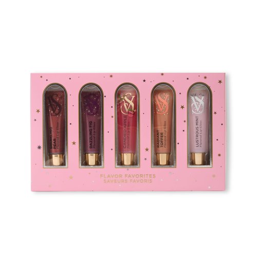 Victoria's Secret Lip Gloss Gift Set, Flavor Favorites, Flavored Lip Gloss Set for Women, Includes 5 Lip Glosses