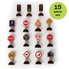 15 Pieces - Wooden Traffic Signs For Kids - Zany Street Signs for Play Mats, Toy Trains and Cars - Wooden Street Signs Road Signs - Educational Preschool Train Track Accessories - Zany Trains Series 2