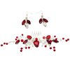 Bridal Crystal Hair Comb and Earrings Set Elegant Bride Wedding Hair Piece Accessories for Women Prom Party Photography (Wine Red)