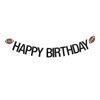 RoadSea Football Happy Birthday Banner - Sport Theme Football Player Birthday Garland Bunting Supplies - Football Enthusiast Birthday Party Decorations - Black Glitter