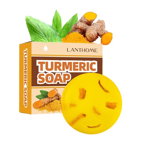 DLZZRS Natural Turmeric Soap Bar for Face & Body- (3.4 oz) Turmeric Skin Glowing Soap for Reduces Acne, Dark Spots, Nourish Moisturizer Smooth Skin, Cleansing Natural Handmade Soap For All Skin Types