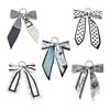 Yonchic 5Pcs Satin Silk Scrunchies, Bow Hair Tie Cute Ribbon for Hair for Girls Women, Bowknot Hair ties Hair Scarf with Bows Ponytail Holders (Black & White)