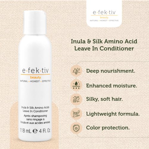 e.fek.tiv beauty Inula Plus Silk Amino Acids Leave In Conditioner-Deeply Nourishes Hair-Provides a Boost of Moisture-Leaves Tresses Silky and Soft-Lightweight Formula-Protects Hair Color-4 oz
