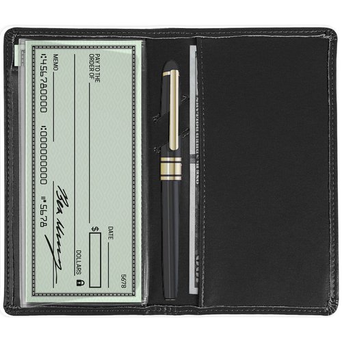 Sanlykate Leather Checkbook Cover for Men and Women, RFID Blocking Check Book Case Card Holder with Free Divider, Standard Register Duplicate Checks with pen inserts