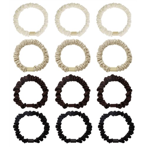Penta Angel Silk Satin Hair Ties 12Pcs Small Thin Hair Elastic Scrunchies Bands Skinny Ponytail H...