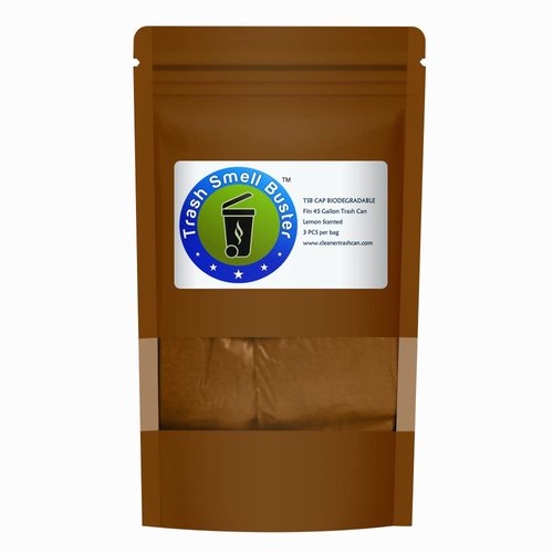 trash smell buster, Trash Can Cover, Biodegradable Odor Eliminating Bag with Elastic Rubber Band, Eliminates Odor from Trash, Lemon Scented, Durable, Effective, 45 Gallon, 3 per Bag