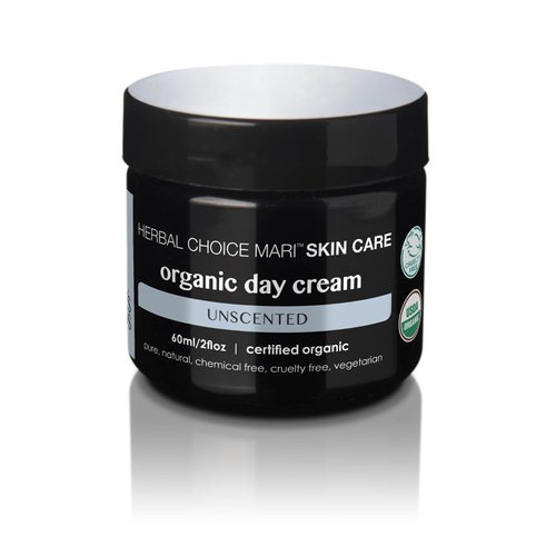 Nature's Brands Organic Day Cream by Herbal Choice Mari (Unscented, 2 Fl Oz Jar) - Moisturizer For All Skin Types - No Toxic Synthetic Chemicals - TSA-Approved Travel Size