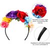 WILLBOND 3 Pcs Mexican Rose Flower Crown Headband Easter Mardi Gras Headpiece Cosplay Headgear for Party (Charming Colors)