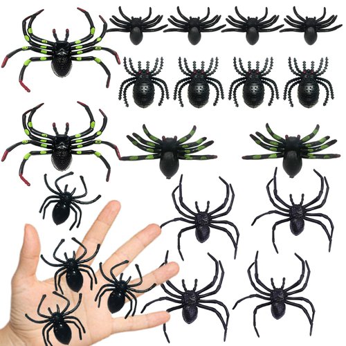 ATB-Foger 20 pcs Plastic Spiders Halloween Halloween Glow Spider Black Fake Spiders Giant Fake Spider Halloween Prank Props Spiders for Halloween Home Party Decorations