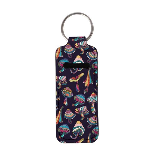 Bulopur Black White Hibiscus Flower Chapstick Keychain Holder Lip Balm Holder Keychain Clip on Sleeve Neoprene Chapstick Holder Keychain