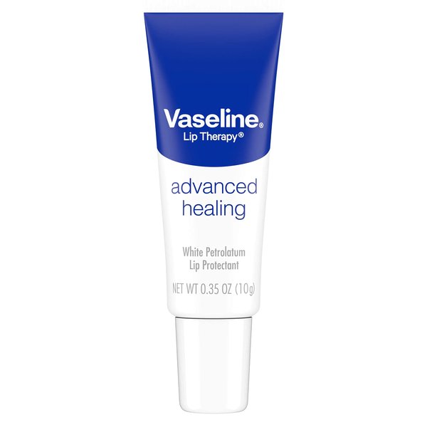 Vaseline Lip Therapy Advanced Healing Lip Balm Tube 3-Pack – White Petroleum Lip Protectant, 0.25 Oz Ea