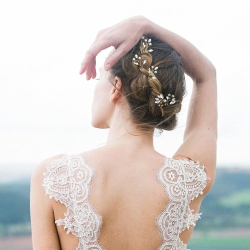 5 Pieces Bride Hair Pins Rhinestone Bridal Hair Piece for Women Crystal Hair Accessories for Bride Bridesmaids Flower Girls(Gold)