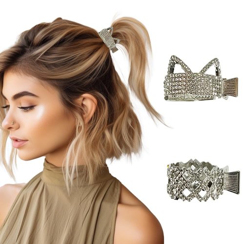 Ponytail Buckle Hair Clip Metal High Ponytail Clip Hair Accessories for Women and Girls (Style1-2Pcs)