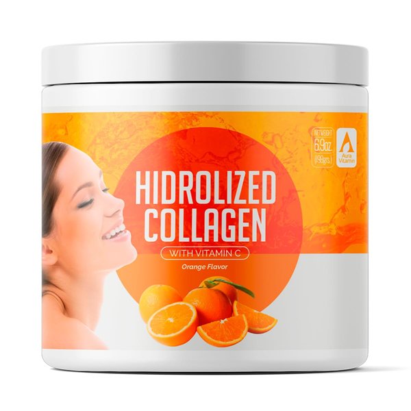 Orange Hydrolyzed Grass Fed Collagen with Vitamin C | Powder Supplement | Non-GMO Verified – 198gr