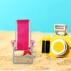 STOBOK 2PCS Miniature Folding Beach Chairs Mini Dolls House Furniture Plastic Beach Lounge Chairs Dollhouse Furniture Accessories