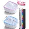 Nail Soaking Bowl, Borogo 2PCS Soak Off Gel Polish Dip Powder Remover Manicure Bowl for Acrylic Nails, Nail Brush, Cuticle Pusher, Cuticle Peeler, 100/180 Nail File, Buffer Block