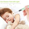 4 Pack Ear Wax Removal Tool Kit with Light, Ear Pick Ear Cleaning Tools Set for Kids and Adults, Ear Picks Digger & Tweezers & Spiral Spring Ear Spoon with Storage Box (Green)