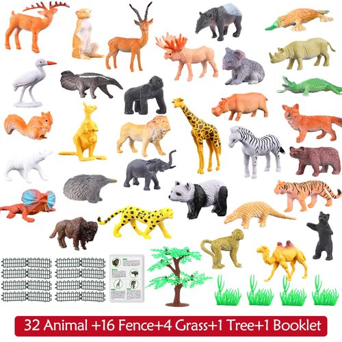 Animals Figure,54 Piece Mini Jungle Toys Set,ValeforToy Realistic Wild Vinyl Plastic Animal Learning Party Favors for Boys Girls Kids Toddlers Forest Small Playset Cupcake Topper