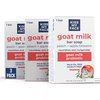 Kiss My Face Goat Milk Bar Soap, With Goat Milk and Probiotics, Nourishes and Invigorates, Bar Soaps for Hands and Body, Cruelty Free and Palm Oil Free, Peach and Apple Blossom Scents, Pack of 3