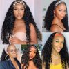 YISEA Headband Wigs Human Hair Curly Wigs with Headband for Black Women 18 Inch Deep Wave Machine Made None Lace Front Wig 150% Density Brazilian Virgin Long Headband Wig