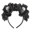 EARENT Halloween Rose Skull Headband Black Flower Crown Hair Bands Gothic Floral Leaf Veils Hair Hoops Headpieces Costume Party Masquerade Decoration Hair Accessories for Women