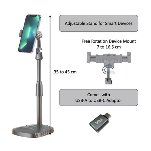 Smart Phone and Tablet Stand with 3 in 1 USB Charging Cable and USB C Adaptor Set Bundle