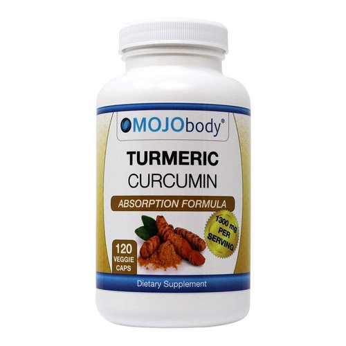 MOJObody Turmeric Curcumin C3 Complex High Absorption Formula with BioPerine Black Pepper, 1300mg Per Serving, 120 Veggie Capsules