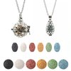 Fanmlilfe HEDQFM 2 PCS Essential Oil Diffuser Necklace with a Gift Box,Hollow Ball and Teardrop Aromatherapy Pendant Locket Necklace with Adjustable Chain and Colored Lava Stone for Women