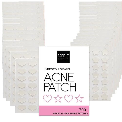 GREIGHT BRAND PRODUCTS Hydrocolloid Acne Pimple Patch Heart and Star Shape 700 Patches - Acne Treatment For Breakout, Conceals Acne, Reduces Pimples and Blackheads