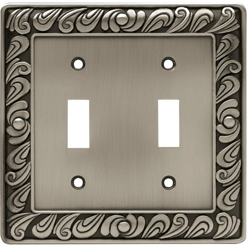 Franklin Brass Paisley Wall Plate, Brushed Satin Pewter Double Switch Cover Switch Cover, 1-Pack, 64039