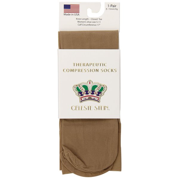 Celeste Stein Therapeutic Compression Socks, Nude, 8-15 mmhg, 1-Pair