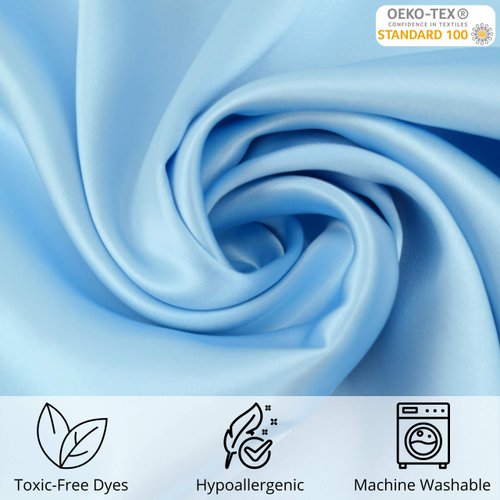 Celestial Silk 100% Silk Pillowcase for Hair Zippered Luxury 25 Momme Mulberry Silk Charmeuse Silk on Both Sides of Pillow Cover -Gift Wrapped- (King, ICY Blue)