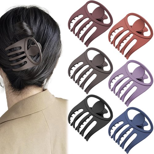 6 Pcs Flat Alligator Hair Claw Clips, 2.95 Inch French Curved Hair Clips Matte Volume Strong Hold Banana Barrettes Hair Clamps Jaw Clips for Women