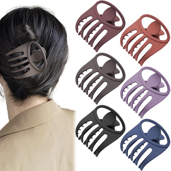 6 Pcs Flat Alligator Hair Claw Clips, 2.95 Inch French Curved Hair Clips Matte Volume Strong Hold Banana Barrettes Hair Clamps Jaw Clips for Women