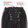 Kinky Straight Clip in Hair Extensions Real Human Hair Natural Black Double Weft Clip ins for Women 16 Inch 120g 8pcs Seamless Kinky Straight Clip on Extensions Human Hair (#1B, 12inch Kinky Straight)
