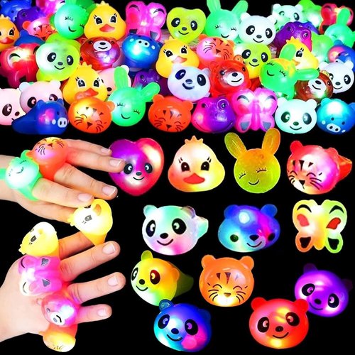 25 Pack LED Light Up Bumpy Rings Party Favors for Kids Prize Box Toys for Birthday Classroom Prizes Treasure Box Toys Pinata Filler Goodie Bag Stuffers Glow Party Supplies