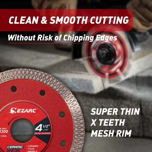 EZARC 4-1/2 inch Super Thin Diamond Blade, Diamond Saw Blades for Angle Grinder, 4.5" Tile Blade for Smooth Cutting Porcelain Ceramic Granite Marble Tile (2-Pack)