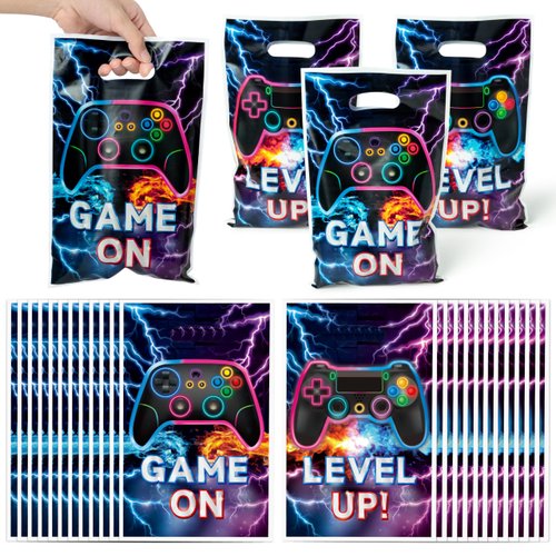 50Pcs Video Game Party Favor Bags, Video Game Party Bags, Gaming Sweet Goody Candy Treat Bags, Ga...