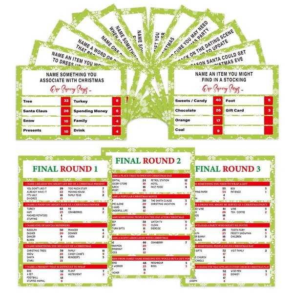 Christmas Family Feud Game,Funny Christmas Party Games, Christmas Trivia Game, Family Feud Quiz Holiday Games for Groups SD-WF01