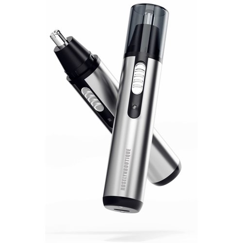 ROSELYNBOUTIQUE Nose Hair Trimmer for Men - USB-C Rechargeable Painless Eyebrow & Facial Hair Trimmer for Men Women Double Edge Blades (Silver)