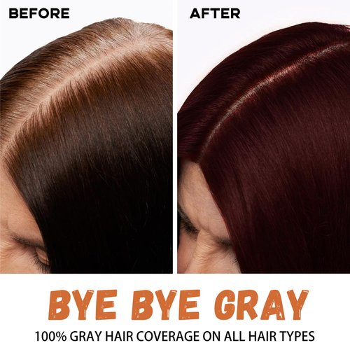 Fedulili Dark Red Wine Hair Dye Shampoo 3 In 1,100% Gray Hair Coverage Semi-Permanent Lasts 4 Weeks,Red Hair Dye Kit for All Hair Types,Deep Burgundy Bubble Hair Color with Conditioner Multi-Use,500ml