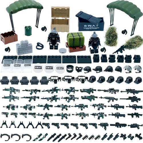 Military Army Weapons Pack Swat Team Bomb Squad Sets Toys for Mini Soldier Figures Machine Guns Parts Accessories kit for Boys Battle Building Blocks Bricks Toy For over 6 years old