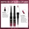 evpct 1Pcs Mauve Neutral Lip Stain Paint Matte Lip Liner and Lipstick Set Long Lasting Smudge Proof labiales matte mate larga duracion listip 24 hours a prueba de agua mate 24 horas originales,28#