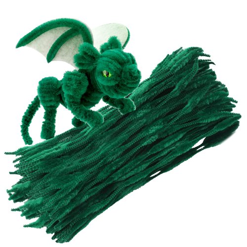 100 PCS Pipe Cleaners Chenille Stem, Bump Chenille Stems Pipe Cleaner, Green Pipe Cleaners Crafts Supplies for DIY Arts Crafts Decorations (Green)