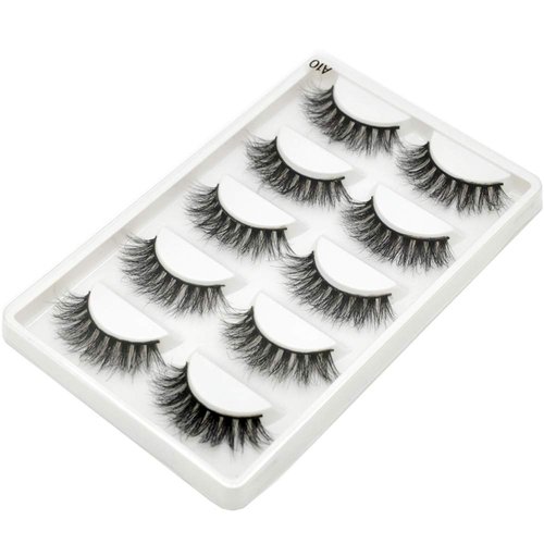 3D Mink Lashes,Luxurious 100% Siberian Mink Fur Real False Eyelash Natural Messy Volume Fluffy Long Fake Eyelashes 5 Pairs/Box (A10)