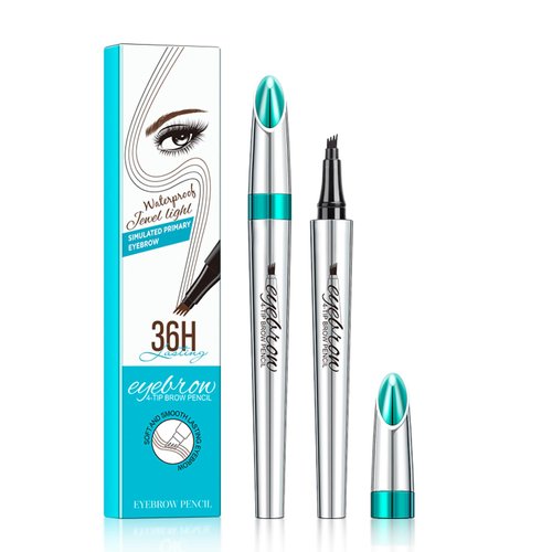 Generic Eyebrow Pencil,3D Microblading Eyebrow Tattoo Pencil 4 Fork Tip,Eye Makeup Long-Lasting Waterproof & Smudge-proof Natural Eyebrow Hair Eyebrow Pencil (2#Red-brown)