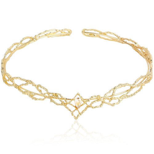 King Crown, CIEHER Vintage Hobbit Elf King Gold Crown Shape Champagne Crystal, Gold Tiara Costume Headbands for Women Men, Crowns for Men Birthday Party Prom Wedding