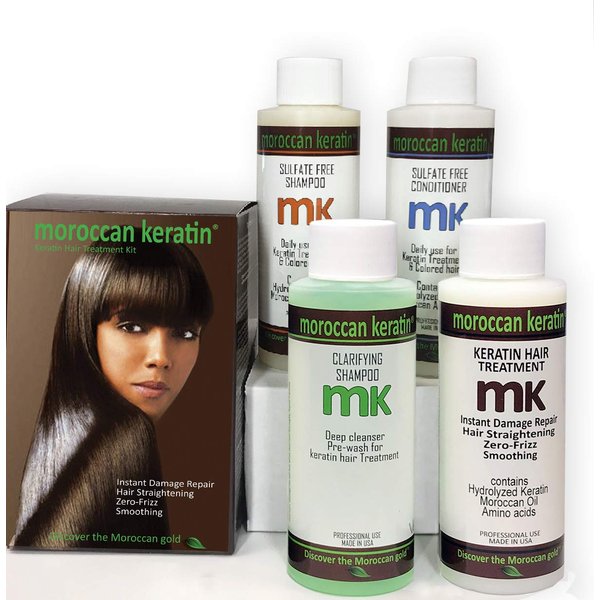 Moroccan Keratin Brazilian Keratin Hair Treatment Blowout Straightening Product Professional Grade Natural Organic Looking Results at Home or Salon